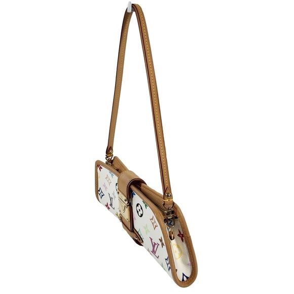 Louis Vuitton 00s Multicolor Blanc / White Monogram Shirley Pochette Clutch Bag - Picture 4 of 8